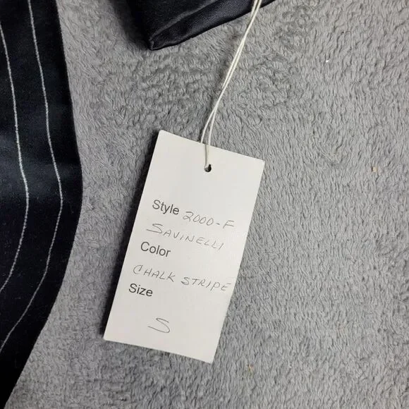 LW WARDY Black PinStripe Velvet Satin Collar Smoking Jacket Blazer Small Vintage